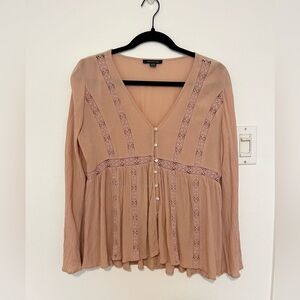 🍑Peach American Eagle Boho Bell Sleeve Top